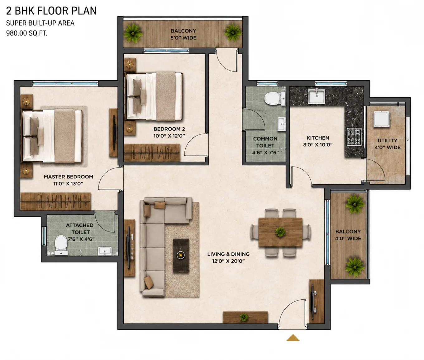 Two bedroom plan